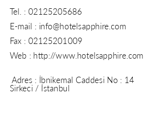 Hotel Sapphire iletiim bilgileri